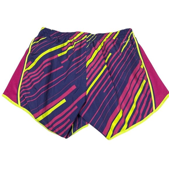 Nike Dri-Fit Active Neon Purple Yellow Running Short Drawstring Lined Sz M - Picture 2 of 13